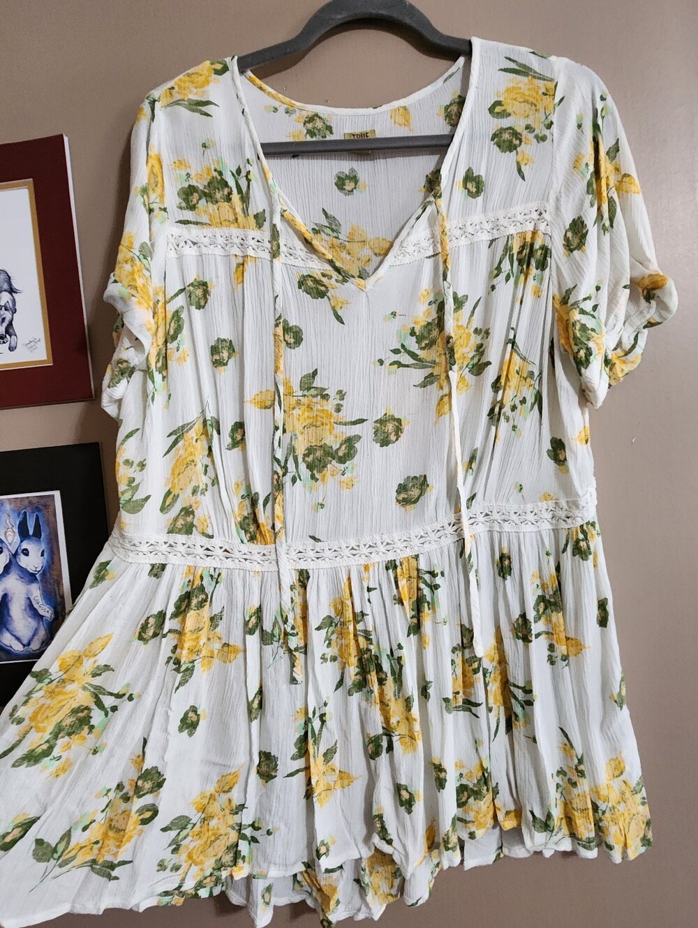 Boho Floral Babydoll Tunic Top | True Craft | 0X